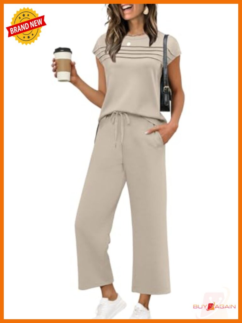 Two Piece Set Cap Sleeve Lounge Pant Wide Leg Travel Vacation Outfit